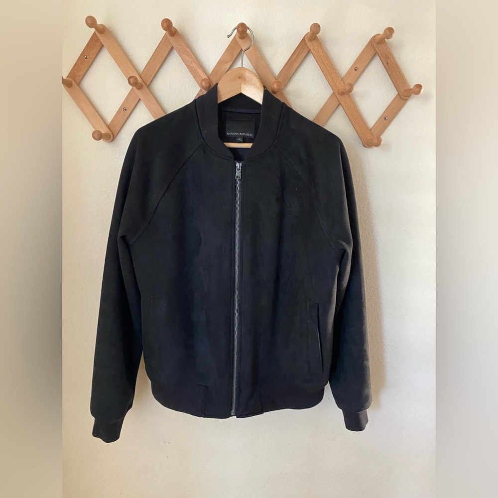 Men’s Black Suede Bomber Jacket